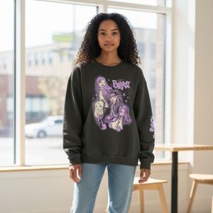 Bratz Graphic Sweatshirt XL Black Purple Y2K Crewneck